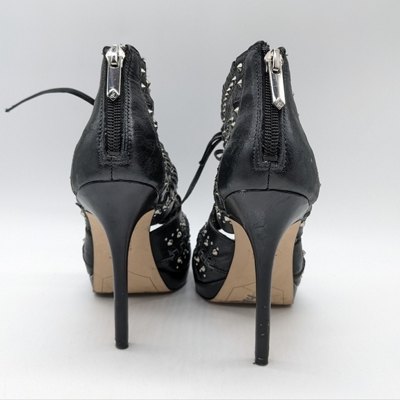 Sam Edelman Elyse black silver studded leather stiletto heel 5 - Picture 5 of 12
